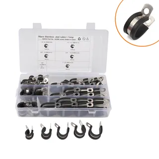 hot-sell-stainless steel 304 rubber strip hoe 50 only 5 types of standard card hoop hose cable pipe clamps hot-sell-stainless steel 304 rubber strip hoe 50 only 5 types of standard card hoop hose cable pipe clamps