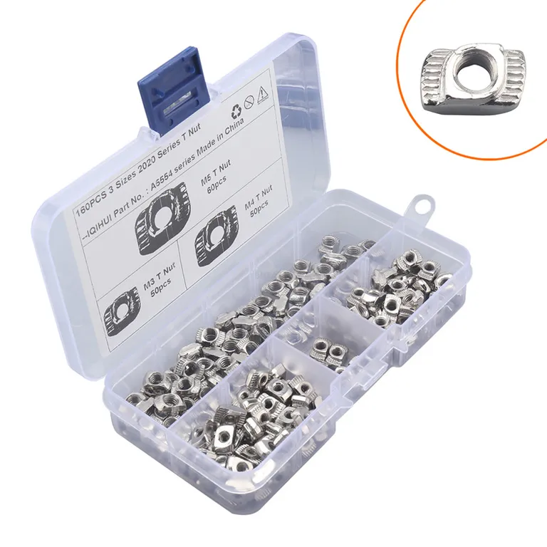 160pcs combined with 3 specifications of European standard T -type nut M3 M4 m5 nickel -plated nickeling snails online 160pcs combined with 3 specifications of European standard T -type nut M3 M4 m5 nickel -plated nickeling snails online