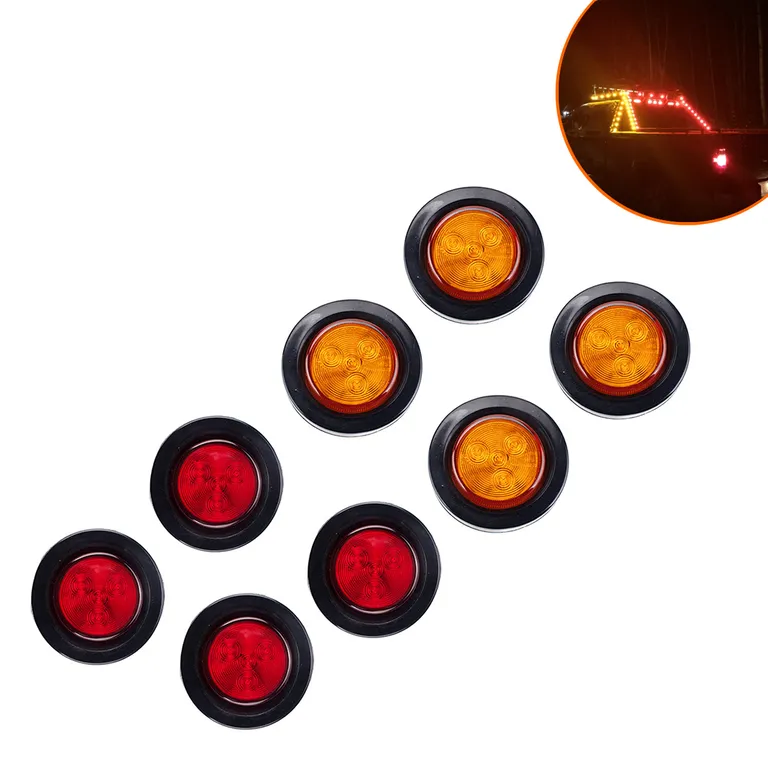 2 -inch red yellow rubber circle round light, LED round side lights are for heavy card trailer cars online 2 -inch red yellow rubber circle round light, LED round side lights are for heavy card trailer cars online