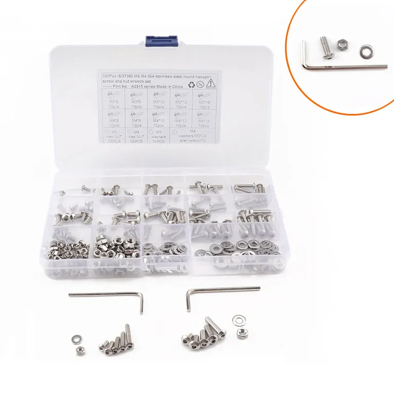 320 boxes of stainless steel 304-M3, M4 semi-round head/flat-headed hexagonal screw nuts wrench online 320 boxes of stainless steel 304-M3, M4 semi-round head/flat-headed hexagonal screw nuts wrench online