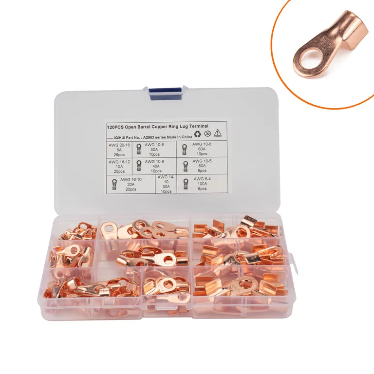 Foreign trade 120 boxes of copper cold pressure wiring terminal opening copper nose copper line ear -connected terminal online Foreign trade 120 boxes of copper cold pressure wiring terminal opening copper nose copper line ear -connected terminal online